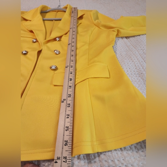 Women's Sunshine Yellow Double-Breasted Open Front Blazer Unlined 1X Brights - Picture 11 of 11
